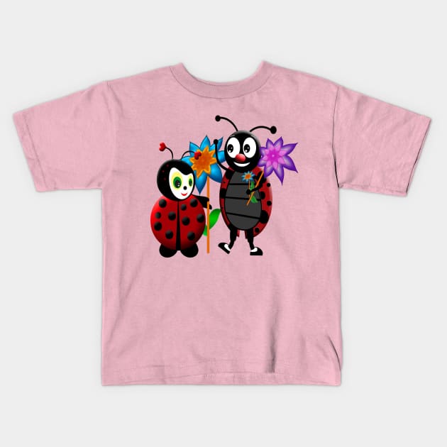 Him & Her ladybug Kids T-Shirt by AmandaRain